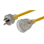 Dynamix PEXT-HD10 10M 240v Heavy Duty Power   Extension Lead (3 Core 1.0mm ) Power-On LED in Clear Moulded Plastic 10A Plug. Yellow Colour