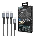 elementz N4C 1.2M Type-C to Type-C / Lightning / Mirco 3in1 Charging  Cable -  (Black) -  This cable Only For Charge Devices Only ,not compatible with any data transfer function
