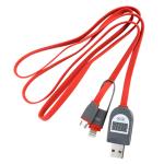 USB-M-L-RED 2in1 USB to MicroUSB or iPhone Lightning Cable with LCD