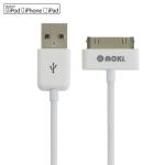 Moki SynCharge ACC-MUSB30CAB Cable White Apple certification MFi already acquired 30-Pin SYNC DATA CHARGE CABLE for apple iPhone4 /4s, iPod, iPad