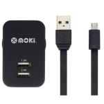 Moki SynCharge Micro USB Cable + Wall Charger - Black