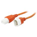 RackPower CM1CH200N 10A C14 to C15 Cable - 2m - Orange 120C High Temp Socket - 1mm2 - Rubber