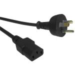 RackPower CM1NC300-PRE 10A 3-Pin to C13 Cable - 3m - Black Round Earth Plug - 1mm2 - PVC