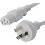 RackPower CM1NH100W 10A 3-Pin to C15 Cable - 1m - White 120C High Temp Socket - 1mm2 - Rubber