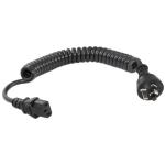 RackPower CM0NC300-LC 10A 3-Pin to C13 Cable - 3m - Black Curly Lead - 0.75mm2 - PVC