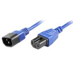 RackPower CM1CH050B 10A C14 to C15 Cable - 50cm - Blue 120C High Temp Socket - 1mm2 - Rubber