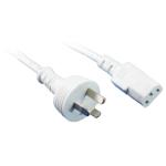 RackPower CM1NC250W 10A 3 pin plug to 10A C13 IEC socket on 2.5m 1mm2 White lead