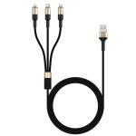 RockRose Acacia 1m 3-in-1 Fast Charging Cable -  USB to Micro USB & USB-C & Lightning