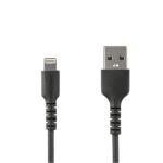 StarTech.com RUSBLTMM1MB USB 2.0 - 480Mbps USB-A to Lightning Cable - 1m - Black Durable - Black - Heavy Duty - Rugged Aramid Fiber - USB Type A to Lightning Charger - Sync Power Cord - Apple MFi Certified - iPad - iPhone 12