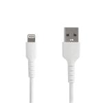 StarTech RUSBLTMM2M 6 foot (2m) Durable White USB-A to Lightning Cable - Heavy Duty Rugged Aramid Fiber USB Type A to Lightning Charger/Sync Power Cord - Apple MFi Certified iPad/iPhone 12