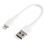 StarTech RUSBLTMM15CMW 6 inch (15cm) Durable White USB-A to Lightning Cable - Heavy Duty Rugged Aramid Fiber USB Type A to Lightning Charger/Sync Power Cord - Apple MFi Certified iPad/iPhone 12