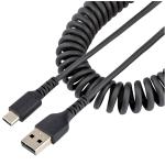 StarTech R2ACC-50C-USB-CABLE 50cm (20in) USB A to C Charging Cable, Coiled Heavy Duty Fast Charge & Sync USB-C Cable, USB 2.0 A to Type-C Cable, Rugged Aramid Fiber, Durable Male to Male USB