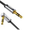 UGREEN UG-10599 3.5mm Audio Cable - 2m - Black Straight to Angled - Flat UGREEN UG-10599 3.5mm Audio Cable - 2m - Black Straight to Angled - Flat