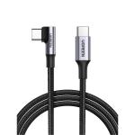 UGREEN UG-70645 USB-C 2.0 to Angled USB-C M/M Cable Aluminium Shell with Braided 2m (Black) - 5A fast charge - Support PD3.0/QC4.0/FCP(100W max) - Support Fast charging for iPhone 15/Macbook pro
