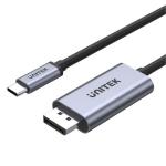 Unitek V1409A 2m 4K USB-C to DisplayPort   1.2 Cable in Aluminium Housing. HDCP2.2 for 4K Netfli, Amazon Prime Video & More. Plug & Play. Space Grey and Black Colour