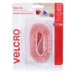 Velcro VEL25571 Cable Management Tape - 1m - White Stick-on - Attach lightweight items up to 500g - Perfect for Art / Storage Boxes / Signs - 25mm Width