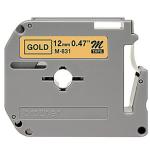 Brother Genuine M831 Laminated tape 12MM Black on Gold for PT65 PT85 PT100 PT80