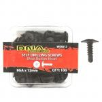 DNA WSS812 SCREW BUTTON HEAD SELF DRILLING BLACK 8G 12MM (100 PACK)