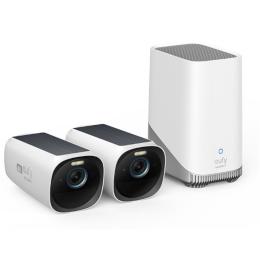 Eufy Security eufyCam 3 (S330) Wire-Free Security Camera Kit - 2 Pack (Homebase 3 Included), 4K, Integrated Solar Panel, Color Nightvision, Two-Way Audio, Up to 4TB Storage
