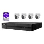 HiLook 5MP 8 Channel NVR Surveillance System with 3TB HDD, 2560x1920 & H.265+, Include 4 x IPC-T250H Turret PoE IP Camera, 4 x 18m Network Cable