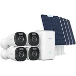 Reolink Argus Eco Ultra 8MP/4K Outdoor Wire-Free Battery Camera - 4 Pack With Home Hub & Solar Panel / 21.6Wh Rechargeable Battery / Dual-Band WiFi / Time Lapse/128GB SD Card Included