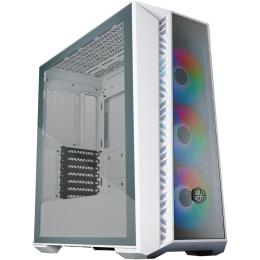 Cooler Master MasterBox MB520 MESH White ATX MidTower Gaming Case Tempered Glass with DarkMirror Front CPU Cooler Support Upto 165mm, GPU Upto 410mm, 7XPCI Slots, 360mm Radiator Supported, 3X120mm A-RGB Fan Pre-installed, Front I/O: 1XUSB,