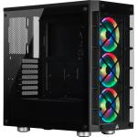 Corsair iCUE Black 465X RGB Tempered Glass ATX MidTower Gaming Case 3X120 Front RGB Fan, CPU Cooling Supports Upto170mm, Graphic Card Supports Upto 370mm, 7+2(Vertical) 360mm Rad Supported, Front 2XUSB3.1, HD Audio, ATX PSU Not Included