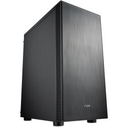 FSP CMT223 Silent Black ATX / mATX Mid Tower Case 3x 120mm Fan Pre-installed, CPU Cooler Support Upto 160mm, GPU Support Upto 300mm, 7x PCI Slot, 240mm Radiator Supported, Front I/O: 2x USB, 1x Type C, HD Audio.