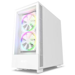 NZXT H5 White Elite Edition ATX MidTower Gaming Case Tempered Glass, Front 2x140 A-RGB Fan Pre-installed, CPU Cooling Support Upto 165mm, GPU Support Upto 365mm, 280mm Radiator Supported, 7X PCI Slots, Front I/O: 1XUSB, 1XType C, HD Audio