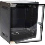 Dynamix R10WM6 6RU Mini Cabinet for 10" Panels, W280 x D200 x H329mm Supplied in a flat pack. Glass front door. Wall mount bracket, included. Powder coated black finish.