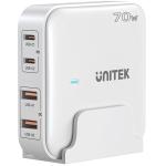 Unitek P1228AWH 70W Desktop GaN Charging Station with 2x USB-C PD Ports & 2x USB-A QC3.0 Ports. - White Colour