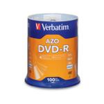 Verbatim 95102 DVD-R 4.7GB 16X with Branded Surface - 100pk Spindle AZO recording dye optimizes read/write performance