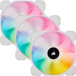 Corsair SP Series SP120 RGB ELITE White 120mm RGB LED Fan with AirGuide, Triple Pack with Lighting Node CORE