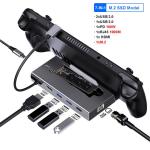 7 in 1 USB-C Docking Station for Steam Deck / Nintendo Switch / Asus ROG Ally/ Lenovo Legion / MSI Claw Up to 4K60Hz 2K 120HZ HDMI USB3.0 x2 USB 2.0 x1/ 1x M.2 SSD(NVMe & SATA)/PD 100W Fast Charging/1000M Gigabit Ethernet