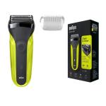 Braun Series 3 300s Electric Foil Shaver with Protection Cap - Volt Green - Triple Action Cutting System - 2x SensoFoil - Middle Trimmer - Washable Trimmer Head - Long-lasting Battery
