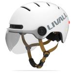 LIVALL L23 Smart Bike Helmet With Detachable Visor - Large fit 58-59 cm Ivory White, Smart Brake Warning Light, Auto On/off, SOS Alert