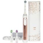 Oral-B Genius 9000(Rose Gold) Electric Toothbrush helps you protect your delicate gums with the proprietary SmartRing and Pressure Control technology that reduces brushing speed and alerts you to be gentler if you brush too hard.