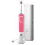 Oral-B Pro 100 2D White Polish Power Electric Toothbrush with Travel Case (Pink)