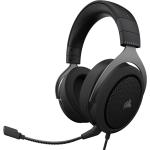 Corsair HS60 HAPTIC Stereo Gaming Headset Carbon Noise-Cancelling Unidirectional Microphone (removable), Custom Tuned 50mm Neodymium Drivers, Haptic Feedback Powered by Taction, On-Ear Volume Controls