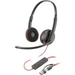 HP Poly Blackwire 3320 USB-C/A Wired On-Ear Headset - UC Certified Noise-Canceling Mic  / Dynamic EQ /  In-line Control
