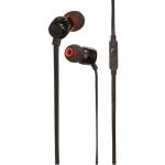 JBL Tune T110 In-Ear Headphones with Mic - Black - JBL Pure Bass Sound, 1-button remote, tangle-free flat cable