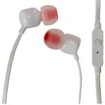 JBL Tune T110 Wired In-Ear Headphones - White Microphone - JBL Pure Bass Sound - 1-button Remote - Tangle-Free Flat Cable - 3.5mm Jack