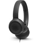 JBL Tune 500 Wired On-Ear Headphones with Mic - Black - JBL Pure Bass sound, Lightweight and Foldable Design - Tangle-free Flat Cable