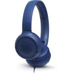 JBL Tune 500 Wired On-Ear Headphones with Mic - Blue - JBL Pure Bass sound, Lightweight and Foldable Design - Tangle-free Flat Cable