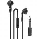 Moki Mic d Wired Earbuds - Black with Microphone - 3.5mm - 6.5mm Adaptor