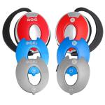 Moki Headphones - Red / Silver / Blue Ear Hook Design - Colour Changeable - Clip-on