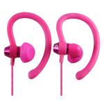 Moki 90 Degree Wired Sports In-Ear Headphones - Pink Ear Hook Design