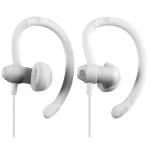 Moki 90 Degree Wired Sports In-Ear Headphones - White Ear Hook Design