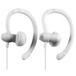 Moki 90 Degree Wired Sports In-Ear Headphones - White Ear Hook Design