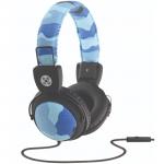 Moki Camo ACC-HPCAM Wired On-Ear Headphones - Blue with In-Line Microphone